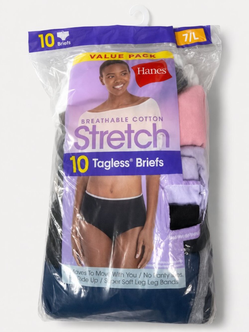 Hanes‎ Women's Bikinis 10 Pair Size 7/L Breathable Cotton Soft Multicolor - NWT
